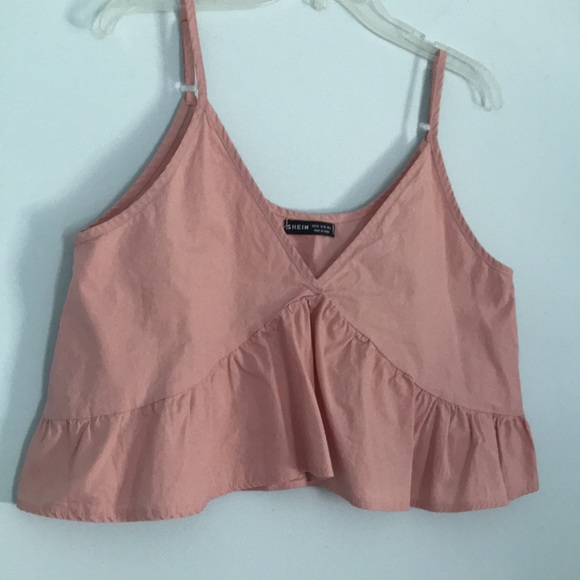 SHEIN pale pink babydoll cropped tank top, size medium - Picture 2 of 7
